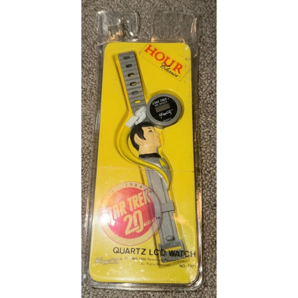 Classic LEWCO Star Trek Mr. Spock Quartz LCD Wrist Watch In Box 1986 Vintage